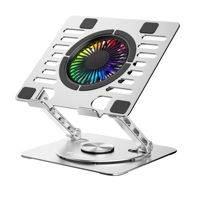 Підставка Wozinsky CoolBase RGB охолоджуюча з обертанням 360° для ноутбука і планшета Silver (5907769387708) - зображення 7