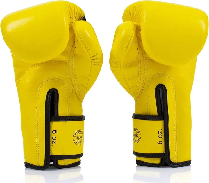 Боксерские перчатки Fairtex, искусственная кожа, 14 унций, желтые. - изображение 6