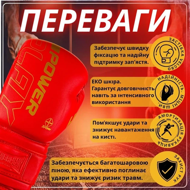 Боксерські рукавиці Active Point PU 14 унцій Червоні - зображення 3