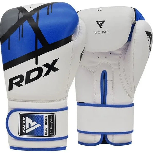 Боксерские перчатки RDX PU 16 унций Синие с капой в комплекте - изображение 2
