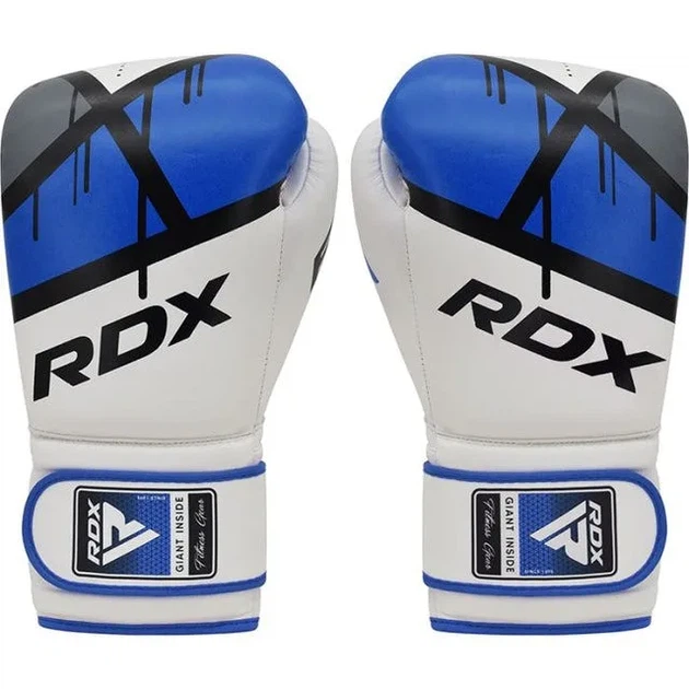 Боксерские перчатки RDX PU 16 унций Синие с капой в комплекте - изображение 3