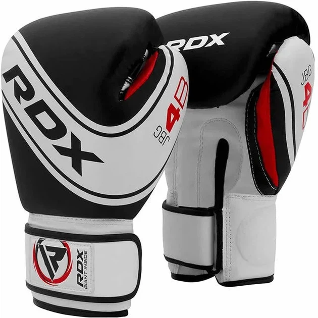 Боксерские перчатки RDX PU 6 oz Белый/Черный для детей с капой в комплекте. - изображение 2