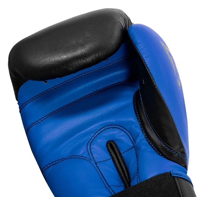 Боксерські рукавиці TITLE натуральна шкіра 14 oz чорні сині - зображення 8