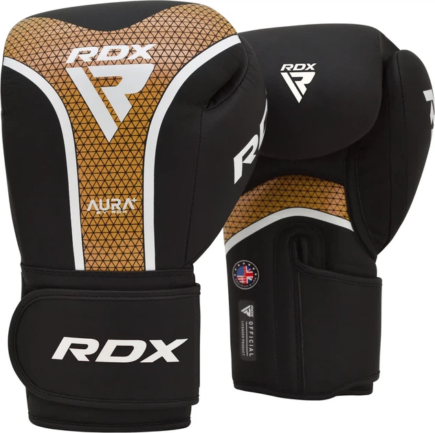 Боксерские перчатки RDX PU 12 унций Золотистые - изображение 2