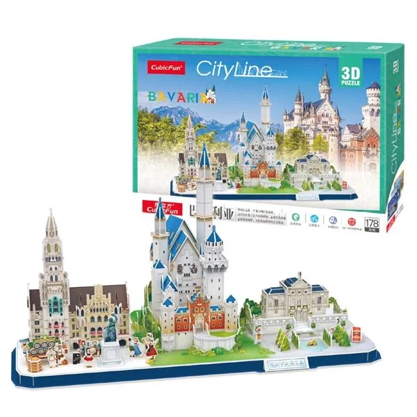 3D пазл CubicFun City Line Бавария 178 элементов картон 29х19х6 см - Фото 1 3D пазл CubicFun City Line Бавария 178 элементов картон 29х19х6 см - изображение 1