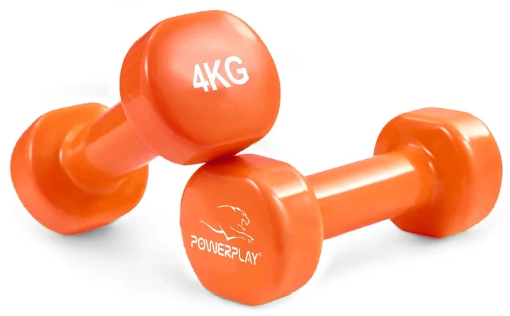 Гантели виниловые Active Point 4 кг Оранжевые пара с резинкой для фитнеса 7,5 кг - Фото 2 Гантели виниловые Active Point 4 кг Оранжевые пара с резинкой для фитнеса 7,5 кг - изображение 2