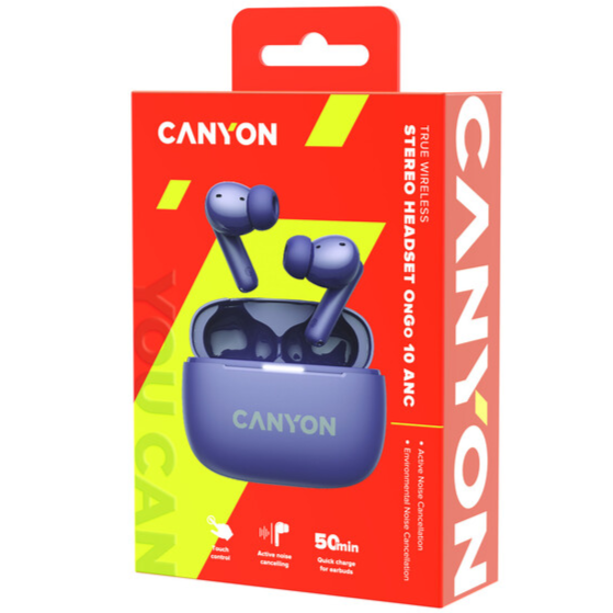 Наушники Canyon OnGo TWS-10 ANC ENC Purple (CNS-TWS10PL) - Фото 9 Наушники Canyon OnGo TWS-10 ANC ENC Purple (CNS-TWS10PL) - изображение 9