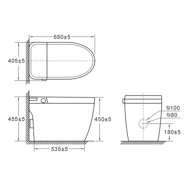 Унитаз-биде напольный Koer TB-0202 электронный 680x405x455 мм сантехническая фарфоровая белый - изображение 7
