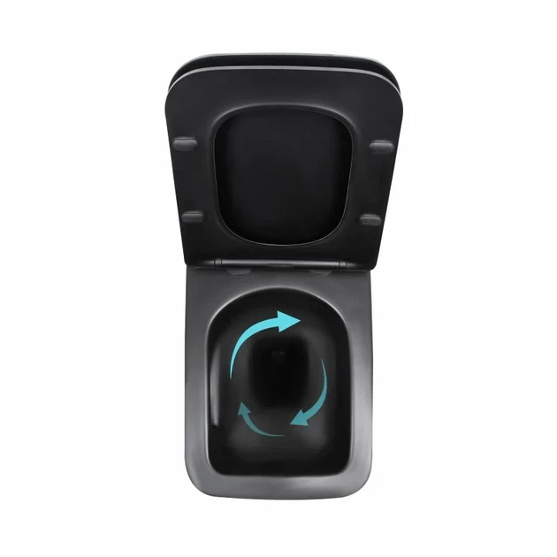 Унитаз подвесной Qtap Gemini Ultra Quiet 485x340x350 мм Дюропласт Матовый черный - изображение 6