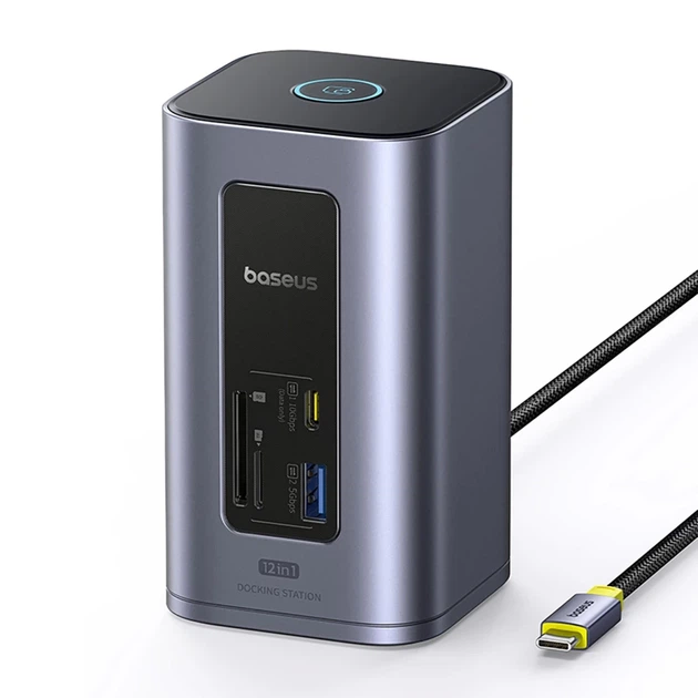 Док-станция Baseus NU1 Air Spacemate hub 12в1 USB-C - 2xHDMI 4K@60Hz 2xUSB-C 10Gb/s 2xUSB-A 5Gb/s 2xUSB-A (480Mb/s) RJ45 SD/microSD 3.0 USB-C (PD) (69 - Фото 1 Док-станция Baseus NU1 Air Spacemate hub 12в1 USB-C - 2xHDMI 4K@60Hz 2xUSB-C 10Gb/s 2xUSB-A 5Gb/s 2xUSB-A (480Mb/s) RJ45 SD/microSD 3.0 USB-C (PD) (69 - изображение 1