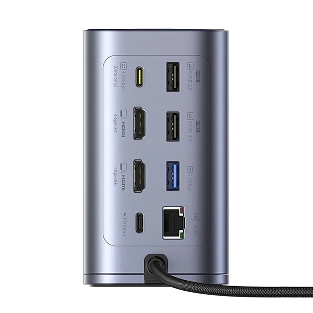 Док-станция Baseus NU1 Air Spacemate hub 12в1 USB-C - 2xHDMI 4K@60Hz 2xUSB-C 10Gb/s 2xUSB-A 5Gb/s 2xUSB-A (480Mb/s) RJ45 SD/microSD 3.0 USB-C (PD) (69 - Фото 2 Док-станция Baseus NU1 Air Spacemate hub 12в1 USB-C - 2xHDMI 4K@60Hz 2xUSB-C 10Gb/s 2xUSB-A 5Gb/s 2xUSB-A (480Mb/s) RJ45 SD/microSD 3.0 USB-C (PD) (69 - изображение 2