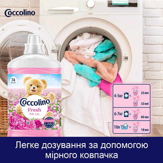Концентрований кондиціонер для білизни Coccolino Свіжість та м'якість Шовковиста лілія з нотами троянди бузку та сандалу 1.7 л (8720181930652) - зображення 8