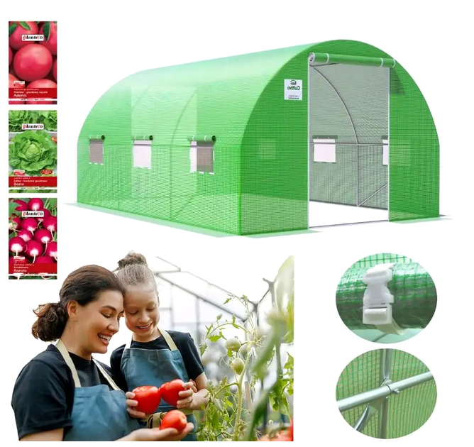 Теплица 3х4 5м 13 5м2 с двойными дверями для дачи зеленая Cultivo LS-3150 - изображение 2
