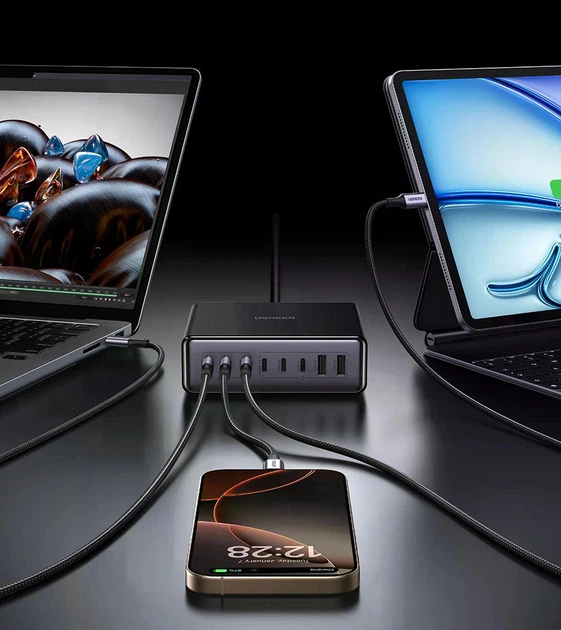 Зарядний пристрій Ugreen X766 200W 8 портів - изображение 5