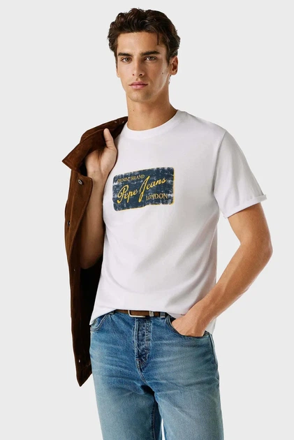 Чоловіча біла футболка SUEN Pepe Jeans L PM5010317 - зображення 6