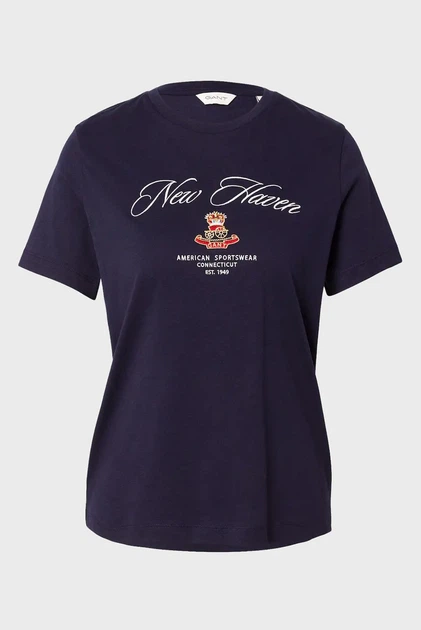 Жіноча темно-синя футболка CREST Gant XS 4202568 - Фото 5 Жіноча темно-синя футболка CREST Gant XS 4202568 - изображение 5