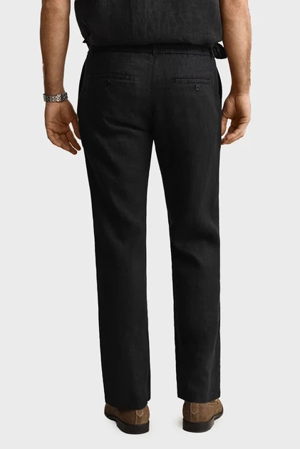 Чоловічі чорні лляні брюки Gant XL 1504040 - изображение 3