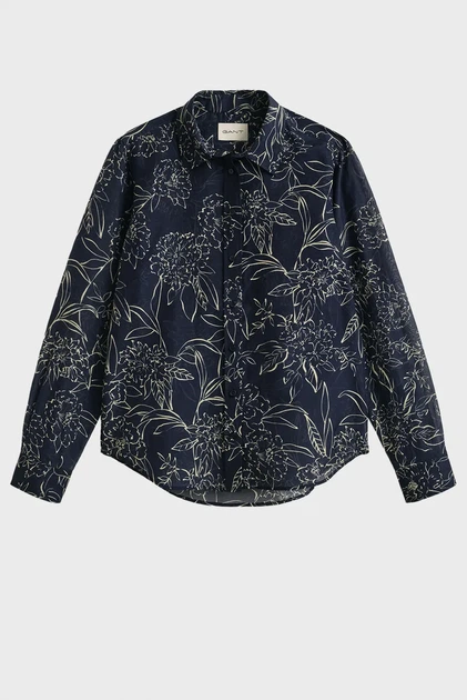 Жіноча темно-синя сорочка з візерунком FLORAL Gant 34 4300662 - изображение 6