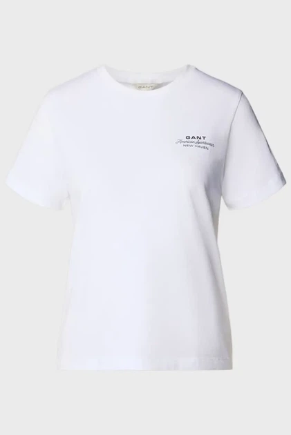 Жіноча біла футболка REG GRAPHIC Gant S 4201487 - Фото 1 Жіноча біла футболка REG GRAPHIC Gant S 4201487 - изображение 1