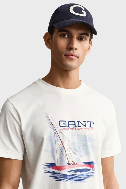 Чоловіча біла футболка GRAPHIC Gant S 2003444 - Фото 4 Чоловіча біла футболка GRAPHIC Gant S 2003444 - изображение 4