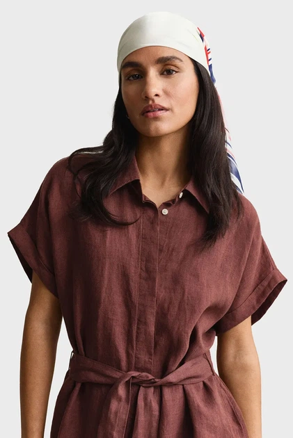 Жіноча коричнева лляна сукня SLEEVE Gant 36 4503514 - изображение 4