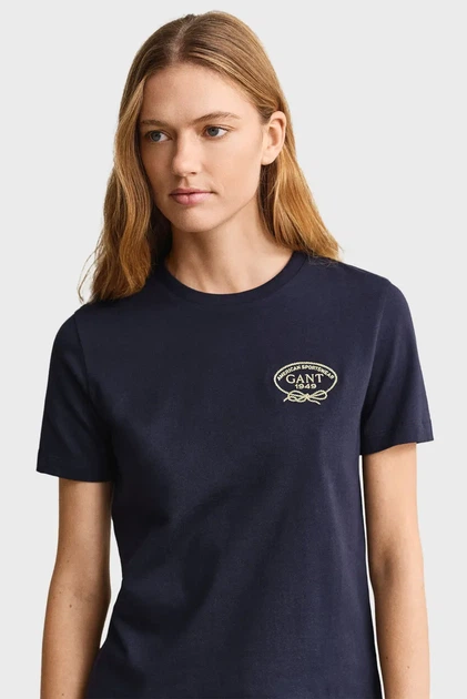 Жіноча темно-синя футболка ROPE GRAPHIC Gant XS 4201443 - Фото 4 Жіноча темно-синя футболка ROPE GRAPHIC Gant XS 4201443 - изображение 4