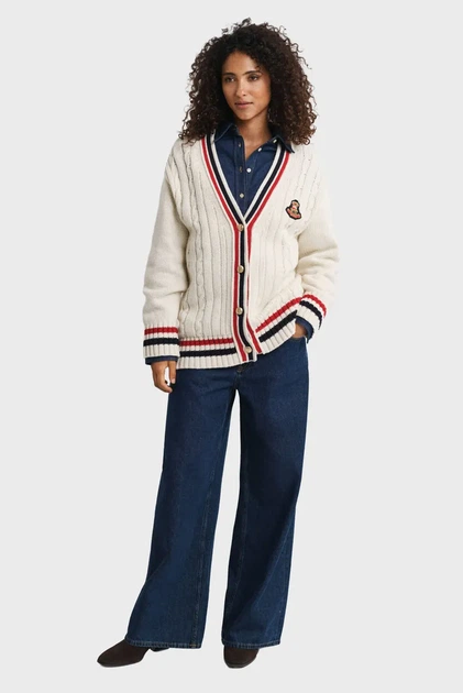 Жіночий білий кардиган VARSITY Gant M 4805417 - Фото 2 Жіночий білий кардиган VARSITY Gant M 4805417 - изображение 2
