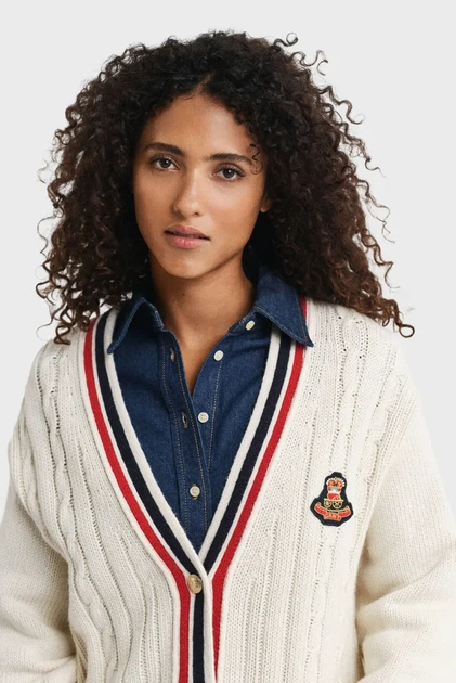 Жіночий білий кардиган VARSITY Gant M 4805417 - Фото 4 Жіночий білий кардиган VARSITY Gant M 4805417 - изображение 4