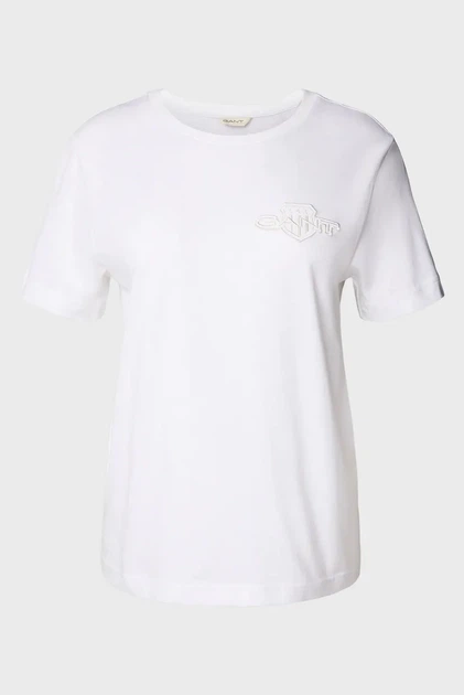 Жіноча біла футболка REG TONAL SHIELD SS Gant XS 4202589 - Фото 6 Жіноча біла футболка REG TONAL SHIELD SS Gant XS 4202589 - изображение 6