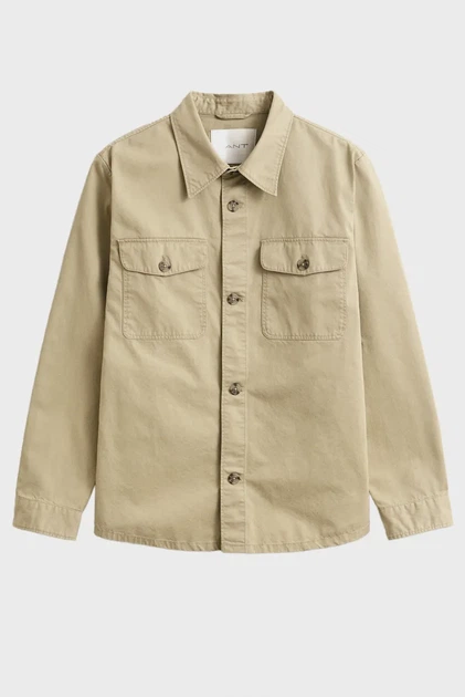 Чоловіча бежева сорочка TWILL OVERSHIRT Gant L 3250309 - изображение 6