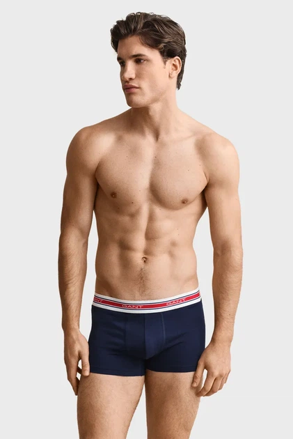 Чоловічі темно-сині боксери (3 шт) STRIPED WAISTBAND TRUNK Gant S 902613073 - изображение 2
