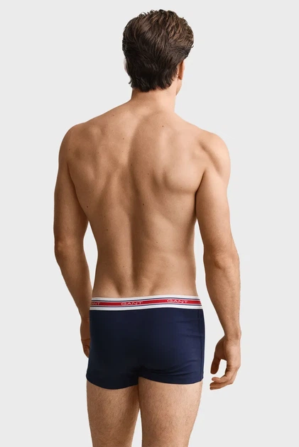 Чоловічі темно-сині боксери (3 шт) STRIPED WAISTBAND TRUNK Gant S 902613073 - изображение 3