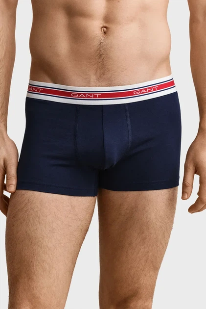 Чоловічі темно-сині боксери (3 шт) STRIPED WAISTBAND TRUNK Gant S 902613073 - изображение 4