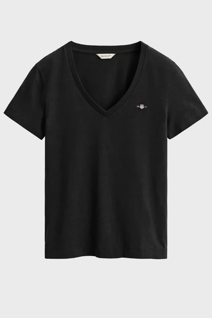 Жіноча чорна футболка V-NECK Gant M 4200750 - Фото 5 Жіноча чорна футболка V-NECK Gant M 4200750 - изображение 5