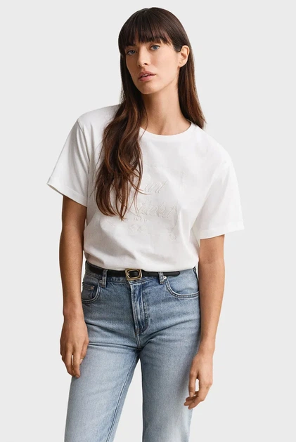 Жіноча біла футболка GRAPHIC Gant M 4201439 - Фото 1 Жіноча біла футболка GRAPHIC Gant M 4201439 - изображение 1