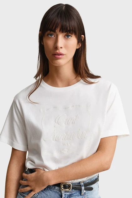 Жіноча біла футболка GRAPHIC Gant M 4201439 - Фото 4 Жіноча біла футболка GRAPHIC Gant M 4201439 - изображение 4
