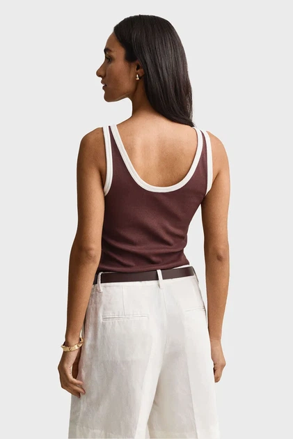 Жіноча коричнева майка CONTRAST Gant S 4201341 - Фото 3 Жіноча коричнева майка CONTRAST Gant S 4201341 - изображение 3