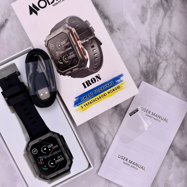 Смарт-годинники Modfit Iron All Black водонепроникні 50 м - зображення 2