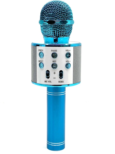 Микрофон беспроводной караоке bluetooth WS-858 Голубой - Фото 1 Микрофон беспроводной караоке bluetooth WS-858 Голубой - изображение 1