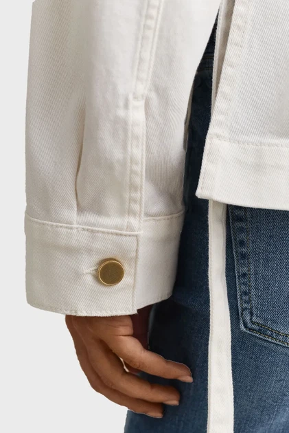 Жіноча біла джинсова куртка WITH TIE DETAIL Gant M 4700417 - Фото 5 Жіноча біла джинсова куртка WITH TIE DETAIL Gant M 4700417 - изображение 5