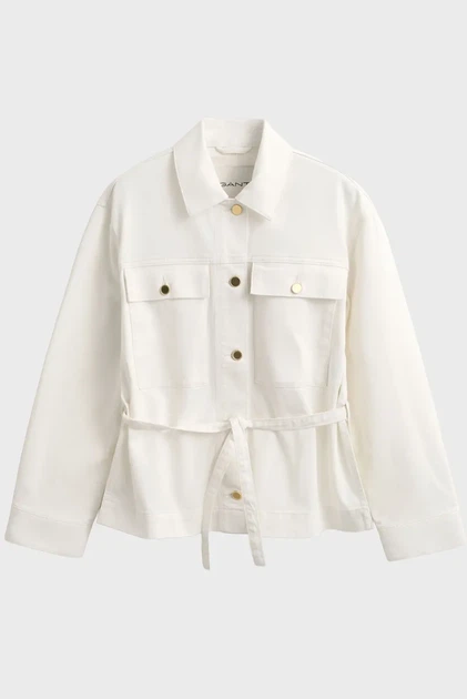 Жіноча біла джинсова куртка WITH TIE DETAIL Gant M 4700417 - Фото 6 Жіноча біла джинсова куртка WITH TIE DETAIL Gant M 4700417 - изображение 6