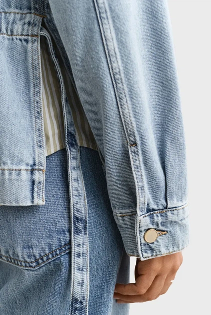 Жіноча блакитна джинсова куртка WITH TIE DETAIL Gant XS 4700408 - Фото 5 Жіноча блакитна джинсова куртка WITH TIE DETAIL Gant XS 4700408 - изображение 5
