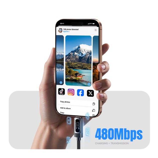 Кабель Essager USB-A to Type-C 100W 7A сірий з LED-дисплеєм, швидка зарядка та передача даних - зображення 2
