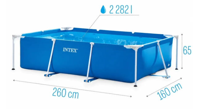 Прямоугольные каркасные бассейны Каркасный бассейн для дома Intex Rectangular Frame Pool 260 x 160 x 65 см - изображение 7