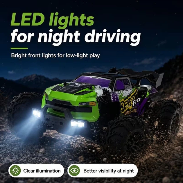 Машинка на радиоуправлении ZLL SG116 PRO 1:16 Green/Purple RC - монстр-трак 4WD с полностью пропорциональным управлением, LED-подсветкой, до 40 км/ч, до 30 минут, до 150 м - Фото 7 Машинка на радиоуправлении ZLL SG116 PRO 1:16 Green/Purple RC - монстр-трак 4WD с полностью пропорциональным управлением, LED-подсветкой, до 40 км/ч, до 30 минут, до 150 м - изображение 7
