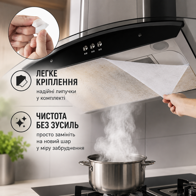 Жиропоглощающие салфетки фильтр для вытяжки на липучке 43 х 45 см 12 шт в упаковке - Фото 2 Жиропоглощающие салфетки фильтр для вытяжки на липучке 43 х 45 см 12 шт в упаковке - изображение 2