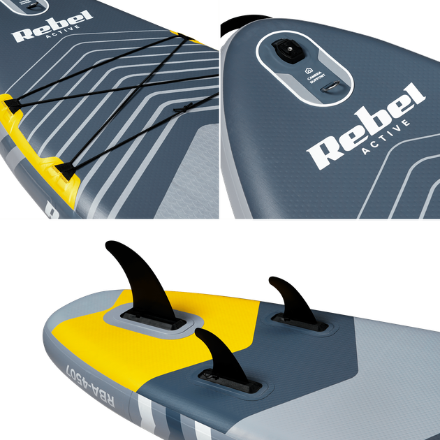 SUP дошка 335 см Rebel Active RBA-4507-G з сидінням каяка та аксесуарами сапборд 170 кг Сіра - изображение 6