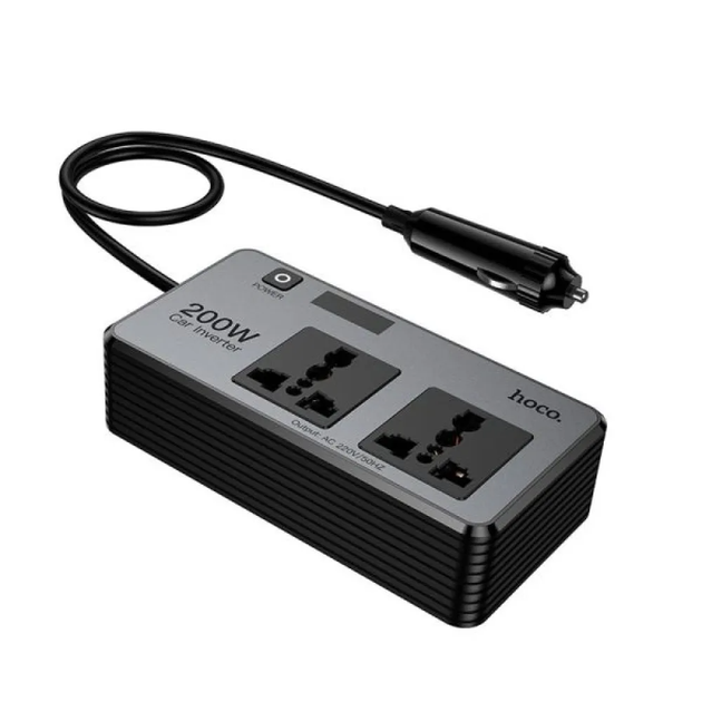 Преобразователь автомобильный в прикуриватель с 12v на 220v 200W с 2 розетками AC USB-C PD 30W и 2 USB QC Z66 - Фото 2 Преобразователь автомобильный в прикуриватель с 12v на 220v 200W с 2 розетками AC USB-C PD 30W и 2 USB QC Z66 - изображение 2