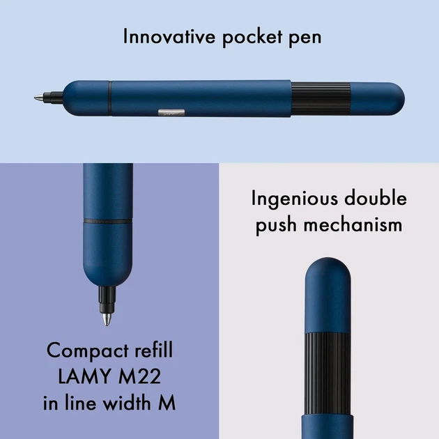 Ручка кулькова LAMY pico синя M22 чорний стрижень (4001038) - Фото 4 Ручка кулькова LAMY pico синя M22 чорний стрижень (4001038) - изображение 4