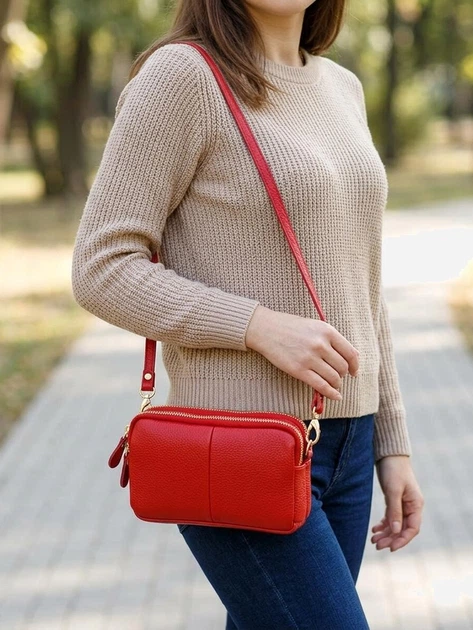 Сумка женская из натуральная кожи Vintage leather-22090 Красная - изображение 2
